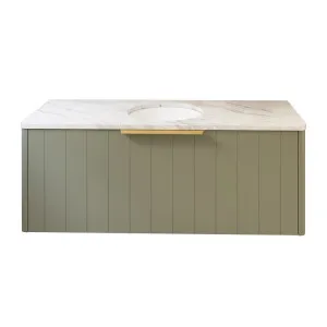 Saba Vanity 1200mm Centre WG Basin SilkSurface UC Top Wall hung, Olive Satin by Timberline, a Vanities for sale on Style Sourcebook
