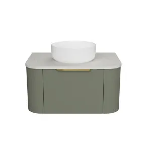 Santos Vanity 750mm Centre WG Basin SilkSurface AC Top Wall hung, Olive Satin by Timberline, a Vanities for sale on Style Sourcebook