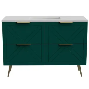 Sutherland House Vanity 1200mm Centre WG Basin SilkSurface UC Top On Legs, Emerald Green Satin by Timberline, a Vanities for sale on Style Sourcebook