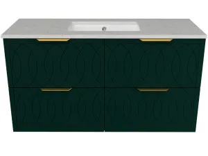 Sutherland House Vanity 1200mm Centre WG Basin SilkSurface UC Top Wall Hung, Emerald Green Satin by Timberline, a Vanities for sale on Style Sourcebook