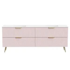 Sutherland House Vanity 2100mm Double WG Basins SilkSurface UC Top On Legs, Pastel Pink Satin by Timberline, a Vanities for sale on Style Sourcebook
