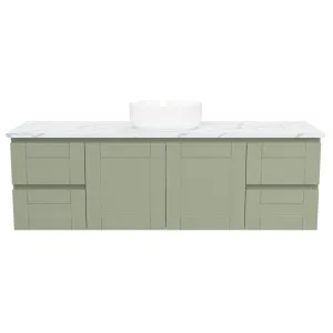 Victoria Vanity 1500mm Centre WG Basin SilkSurface AC Top Wall hung, Olive Satin by Timberline, a Vanities for sale on Style Sourcebook