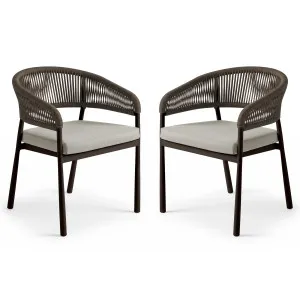 Coastal Outdoor Rope Dining Chairs Set of 2 in Brown by Luxo Outdoors, a Outdoor Chairs for sale on Style Sourcebook