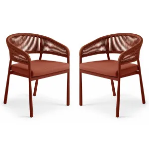 Coastal Outdoor Rope Dining Chairs Set of 2 in Burnt Orange by Luxo Outdoors, a Outdoor Chairs for sale on Style Sourcebook