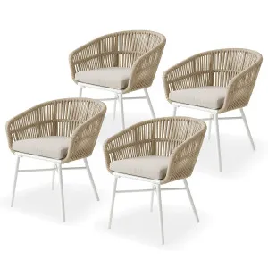 Marula Rope Outdoor Dining Chairs in White Set of 4 by Luxo Outdoors, a Outdoor Chairs for sale on Style Sourcebook