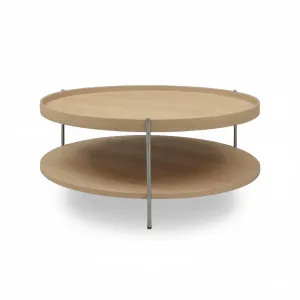 Cleo 90cm Round Coffee Table Natural Ash & Brushed Stainless Steel Legs by Seek & Ramble, a Coffee Table for sale on Style Sourcebook