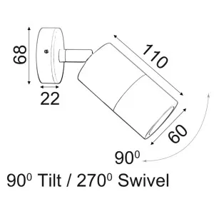 CLA Weatherproof Outdoor Wall Spotlight with Adjustable Cylindrical Head Matte Grey by Compact Lamps Australia, a Wall Lighting for sale on Style Sourcebook