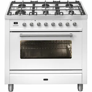 ILVE 90cm Freestanding Dual Fuel Oven/Stove NT96WMP/WH by Ilve, a Cooktops for sale on Style Sourcebook