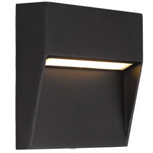 Telbix Terin Modern Outdoor Square LED Wall/Step Light in Textured Sand Finish Black by Telbix, a Wall Lighting for sale on Style Sourcebook
