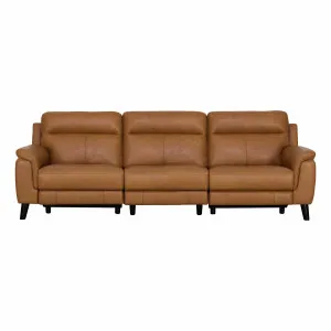 Forbes 3.5 Seater Recliner Sofa in Urbane Leather Light Brown by OZ Design, a Chairs for sale on Style Sourcebook