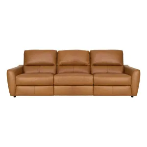 Portland 3 Seater Recliner Sofa in Urbane Leather Light Brown by OZ Design, a Sofas for sale on Style Sourcebook