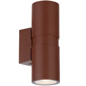 Telbix Sarnel Durable Outdoor Cylinder Wall Light with Up/Down Illumination Corten by Compact Lamps Australia, a Wall Lighting for sale on Style Sourcebook