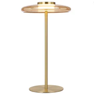 Telbix Amity Modern Luxe LED Table Lamp with Sculptural Glass Shade Amber by Telbix, a Lamps for sale on Style Sourcebook