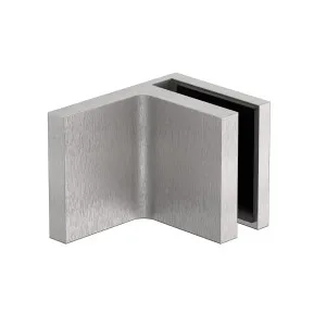 Stealth Wall to Glass 90 Degree Clamp with Leg and Cover Plate - Satin Nickel by Estelle, a Bathroom Fixtures for sale on Style Sourcebook
