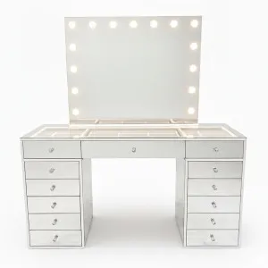 Monroe Hollywood Makeup Dressing Table in Silver by Luxo Furniture, a Dressing Tables for sale on Style Sourcebook