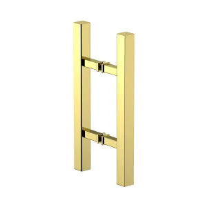 Square Double Pull Door Handle Ladder Style 210mm Polished Gold by Estelle, a Door Knobs & Handles for sale on Style Sourcebook