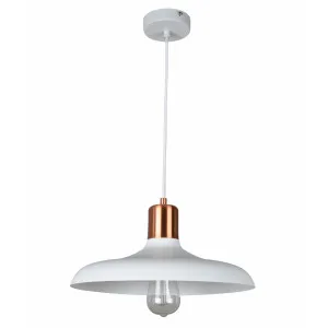 CLA Pastel Dome with Copper Pendant (E27) White by Compact Lamps Australia, a Lighting for sale on Style Sourcebook