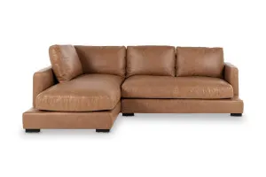 Long Beach Mini Leather Left Corner Sofa, Brown, by Lounge Lovers by Lounge Lovers, a Sofas for sale on Style Sourcebook