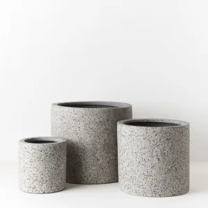 Pot Cenzo Cylinder (Set of 3) Grey (FI8206GY) by Floral Interiors, a Baskets, Pots & Window Boxes for sale on Style Sourcebook
