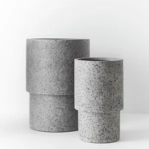 Pot Cenzo Optic (Set of 2) Grey (FI8695GY) by Floral Interiors, a Baskets, Pots & Window Boxes for sale on Style Sourcebook