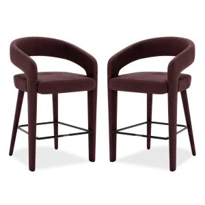 Eisha Velvet Bar Stool Set of 2 in Dark Plum by Luxo Furniture, a Bar Stools for sale on Style Sourcebook