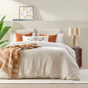 Muse Washed Linen Quilt Cover Set Stone by Muse, a Quilt Covers for sale on Style Sourcebook