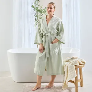 Muse Alyse Linen Cotton Kimono Sage by Muse, a Bathrobes for sale on Style Sourcebook