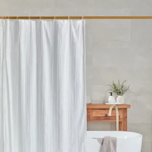 Pillow Talk Emily Stripe Shower Curtain White by Pillow Talk, a Shower Curtains for sale on Style Sourcebook