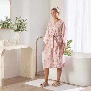Muse Mandie Flower Floral Linen Cotton Kimono Blush by Muse, a Bathrobes for sale on Style Sourcebook