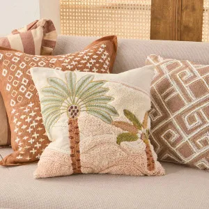 Muse Tropea Palm Embroidered Cushion Clay Multi by Muse, a Cushions, Decorative Pillows for sale on Style Sourcebook