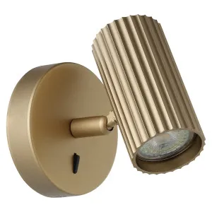 Eglo Portillo Modern Fluted LED Indoor Wall Light with Adjustable Spotlight Head Matte Brass by Eglo, a Wall Lighting for sale on Style Sourcebook