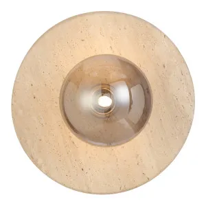 Telbix Varon Beige Travertine Base Wall Light Smoke by Telbix, a Wall Lighting for sale on Style Sourcebook