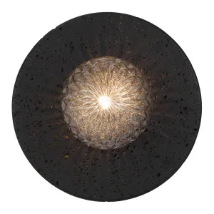 Telbix Varon Black Travertine Base Wall Light Smoke Tear by Telbix, a Wall Lighting for sale on Style Sourcebook