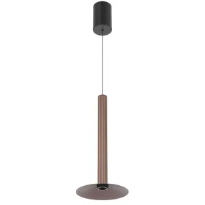 Telbix Grado Slimline Fluted LED Rise and Fall Pendant Brown by Telbix, a Lighting for sale on Style Sourcebook