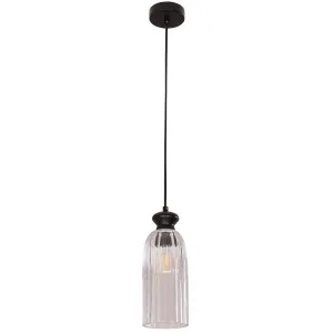 CLA Sino Ellipse Clear Glass Pendant Black by Compact Lamps Australia, a Lighting for sale on Style Sourcebook