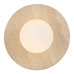 Telbix Varon Beige Travertine Base Wall Light Opal Matte by Telbix, a Wall Lighting for sale on Style Sourcebook