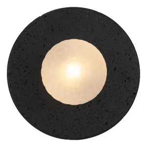 Telbix Varon Black Travertine Base Wall Light Frost by Telbix, a Wall Lighting for sale on Style Sourcebook