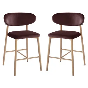 Audrey Fabric Upholstered Barstool Set of 2 in Dark Plum by Luxo Living, a Bar Stools for sale on Style Sourcebook