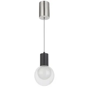 Telbix Invar Rise and Fall Dimmable LED Pendant Single Exposed Bulb Nickel by Telbix, a Lighting for sale on Style Sourcebook