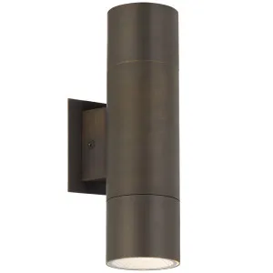 Telbix Walsh Durable Outdoor Cylinder Wall Light with Up/Down Illumination Antique Brass by Telbix, a Outdoor Lighting for sale on Style Sourcebook