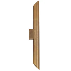 Telbix Penros Minimalist Tubular Up/Down Outdoor LED Wall Light Natural Brass by Telbix, a Wall Lighting for sale on Style Sourcebook
