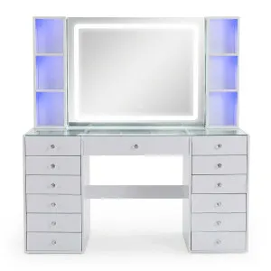 Juliette LED Makeup Vanity Table with Storage in White by Luxo Furniture, a Dressing Tables for sale on Style Sourcebook