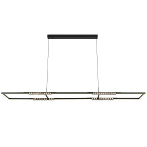 Telbix Zafra Sculptural Rectangle LED Pendant with Crystal Accent Black by Telbix, a Lighting for sale on Style Sourcebook