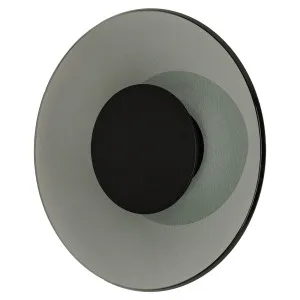 Zambelis Aither Modern LED Wall Light with Sculptural Round Glass - Black and Smoke by Zambelis Lights, a Wall Lighting for sale on Style Sourcebook