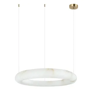 Zambelis Zeus Halo Alabaster Ring LED Pendant with Brass Accent - Medium by Zambelis Lights, a Lighting for sale on Style Sourcebook