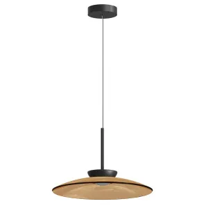 Zambelis Aither Modern LED Pendant with Wide Glass Shade - Black and Tawny by Zambelis Lights, a Lighting for sale on Style Sourcebook
