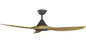 Calibo Smart CloudFan 52" (1300mm) ABS Energy Efficient DC Ceiling Fan and Remote - Black & Teak by Calibo, a Ceiling Fans for sale on Style Sourcebook
