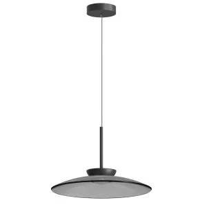 Zambelis Aither Modern LED Pendant with Wide Glass Shade - Black and Smoke by Zambelis Lights, a Lighting for sale on Style Sourcebook