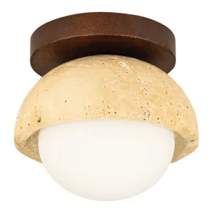 Zambelis Petra Travertine Wall Light with Stained Wood Base - Beige by Zambelis Lights, a Wall Lighting for sale on Style Sourcebook