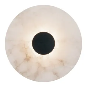 Zambelis Zeus Alabaster Round LED Wall Light with Metal Disc Accent - Black by Zambelis Lights, a Wall Lighting for sale on Style Sourcebook